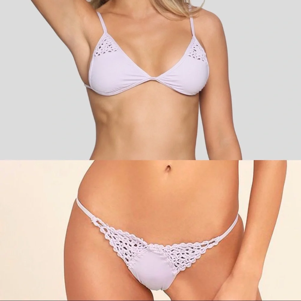 Frankie’s Bikinis Tanner Top & Stella Bottoms Lavendar Crochet